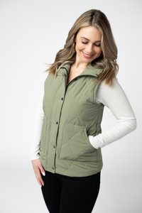 Remy Zip Up Vest in Dark Sage