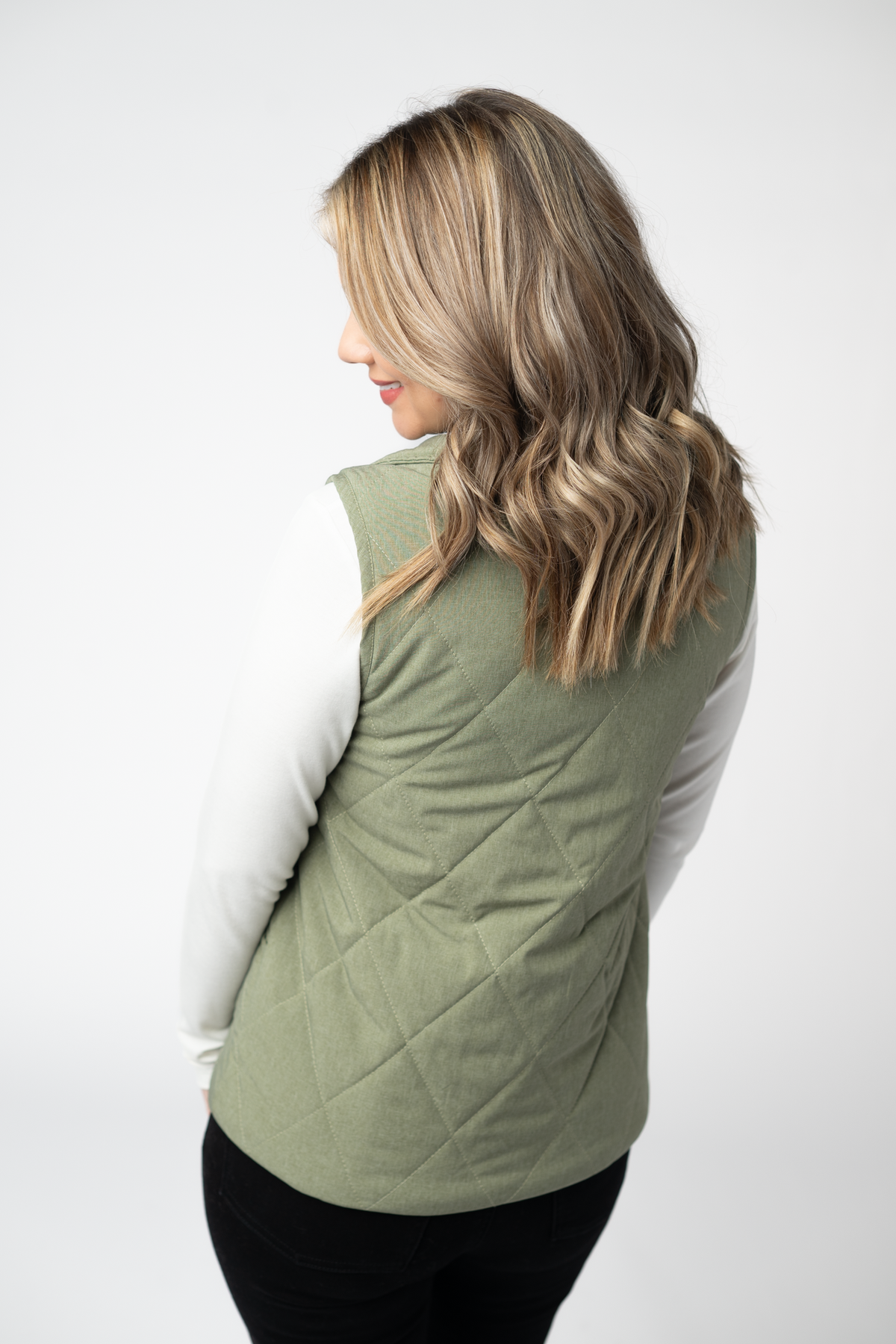Remy Zip Up Vest in Dark Sage