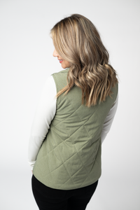 Remy Zip Up Vest in Dark Sage