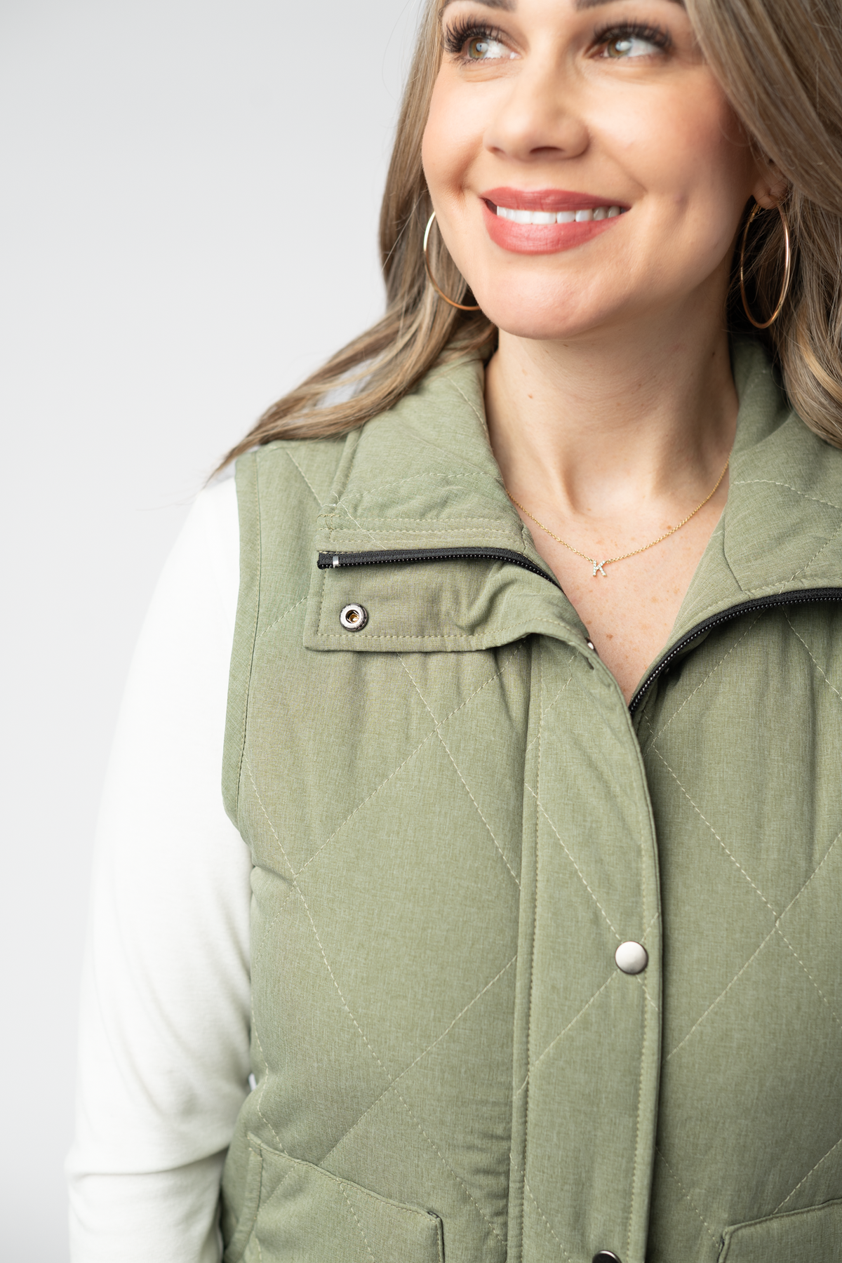Remy Zip Up Vest in Dark Sage