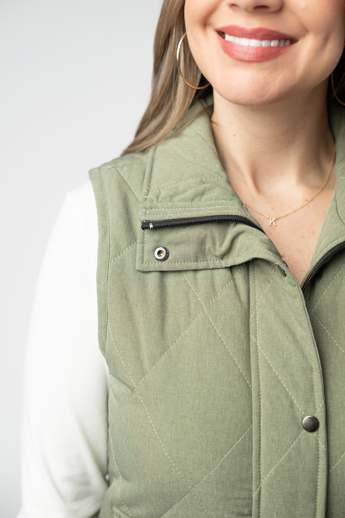 Remy Zip Up Vest in Dark Sage