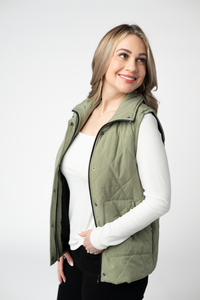 Remy Zip Up Vest in Dark Sage