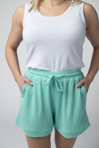 Weslie Waffle Shorts in Turquoise
