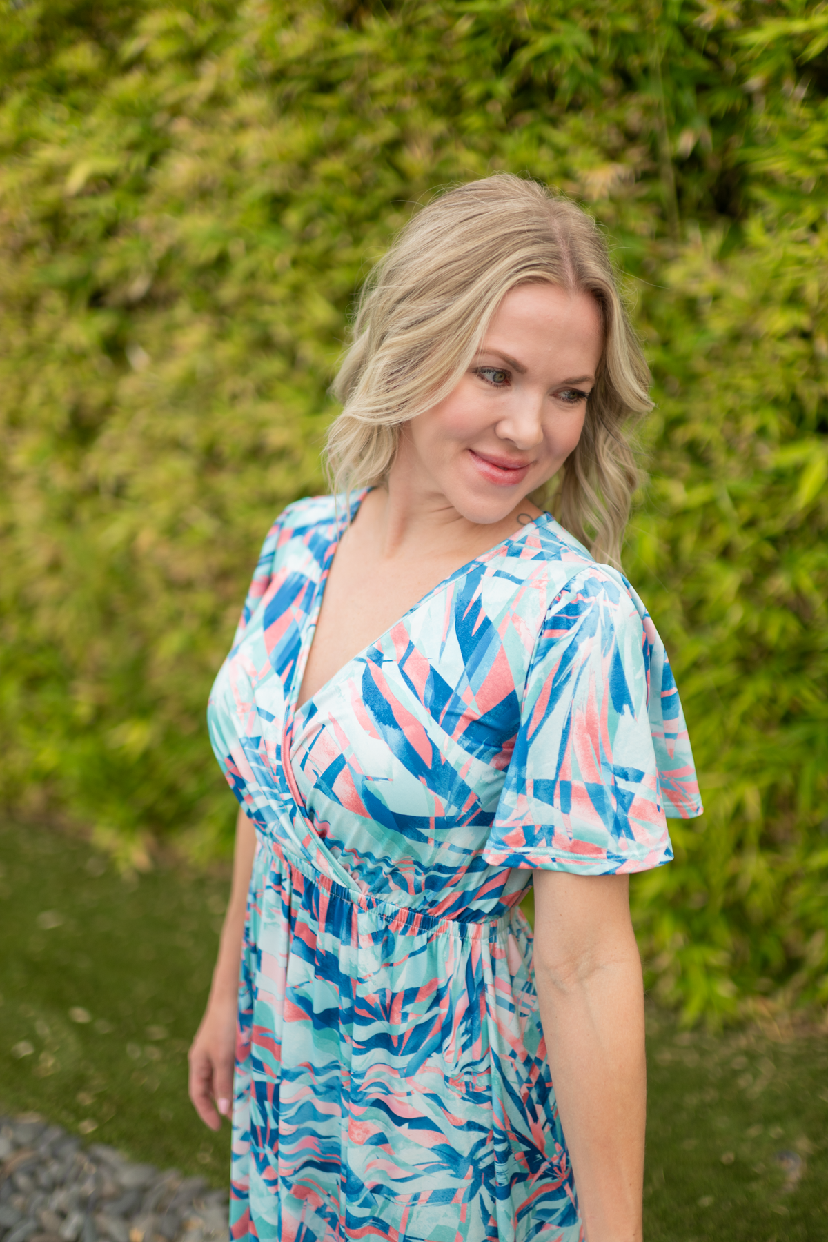 Millie Maxi Dress in Abstract Aqua Breeze