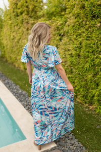 Millie Maxi Dress in Abstract Aqua Breeze