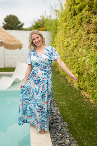 Millie Maxi Dress in Abstract Aqua Breeze