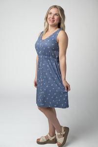 Beverly Button Dress in Nautical Navy