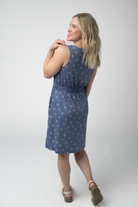 Beverly Button Dress in Nautical Navy