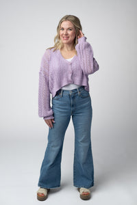 Callie Cropped Cardigan in Lavender