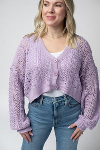 Callie Cropped Cardigan in Lavender
