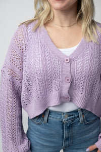 Callie Cropped Cardigan in Lavender