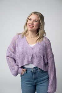 Callie Cropped Cardigan in Lavender