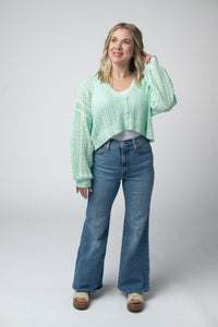 Callie Cropped Cardigan in Mint