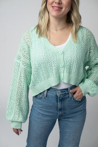 Callie Cropped Cardigan in Mint