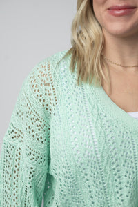 Callie Cropped Cardigan in Mint