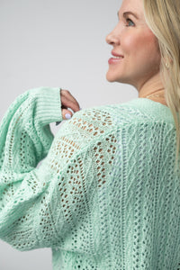 Callie Cropped Cardigan in Mint