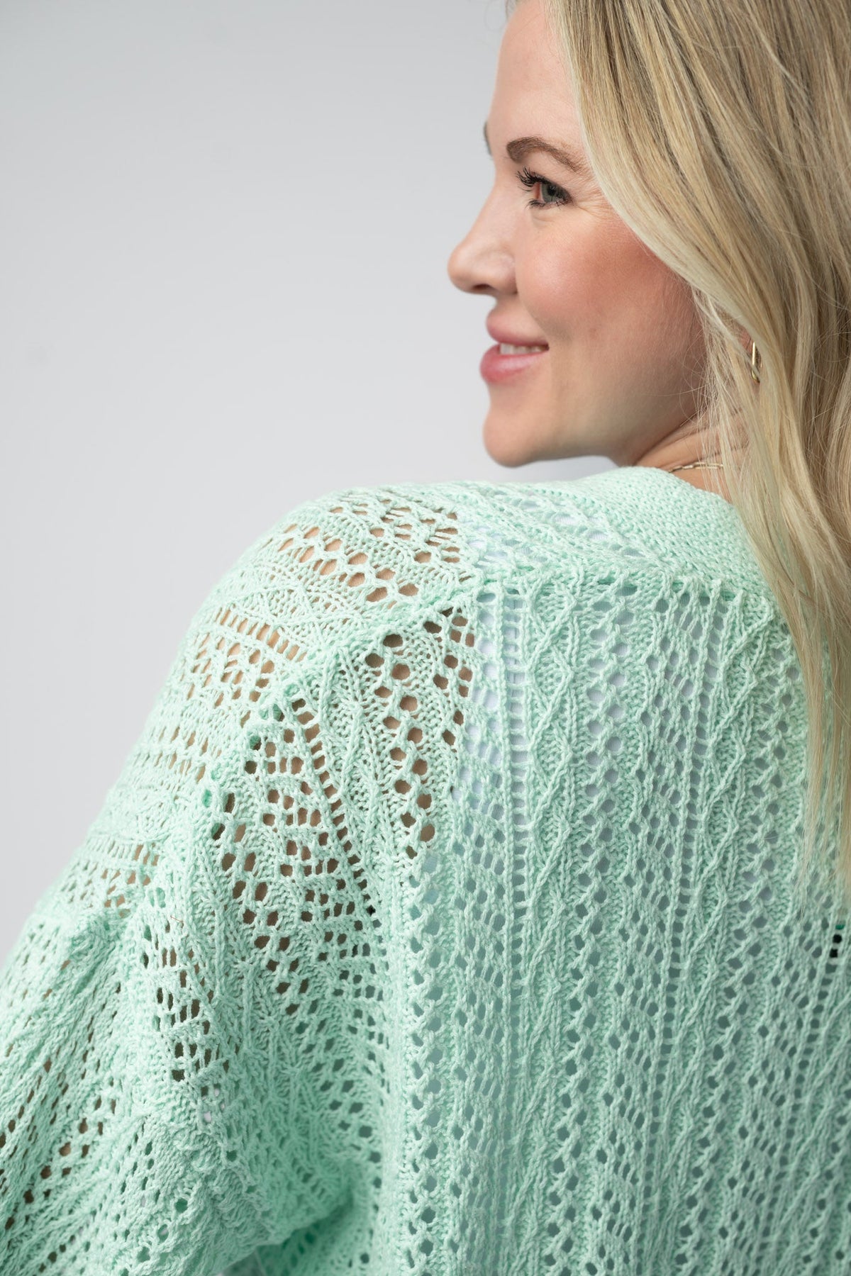 Callie Cropped Cardigan in Mint