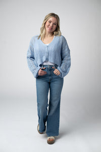 Callie Cropped Cardigan in Sky Blue
