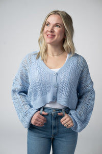 Callie Cropped Cardigan in Sky Blue