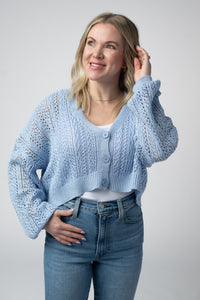 Callie Cropped Cardigan in Sky Blue