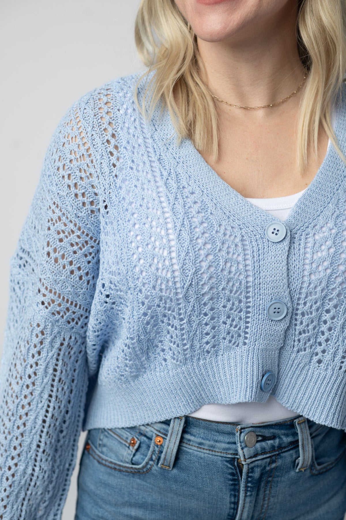 Callie Cropped Cardigan in Sky Blue