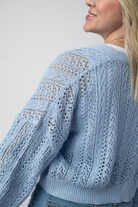Callie Cropped Cardigan in Sky Blue