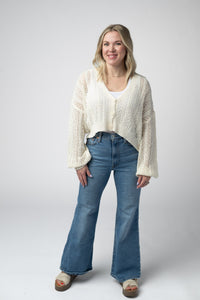 Callie Cropped Cardigan in Ivory