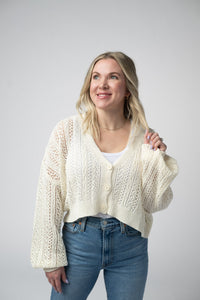 Callie Cropped Cardigan in Ivory
