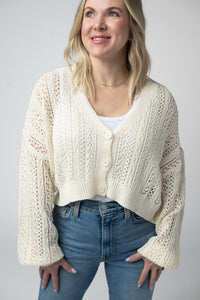 Callie Cropped Cardigan in Ivory