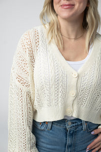 Callie Cropped Cardigan in Ivory