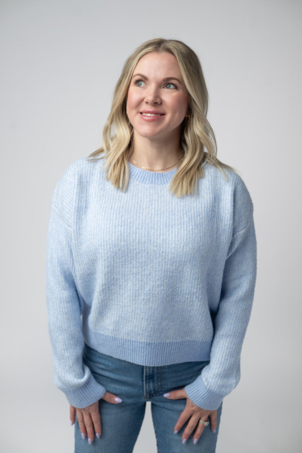 Josie Cozy Crew Sweater in Sky Blue