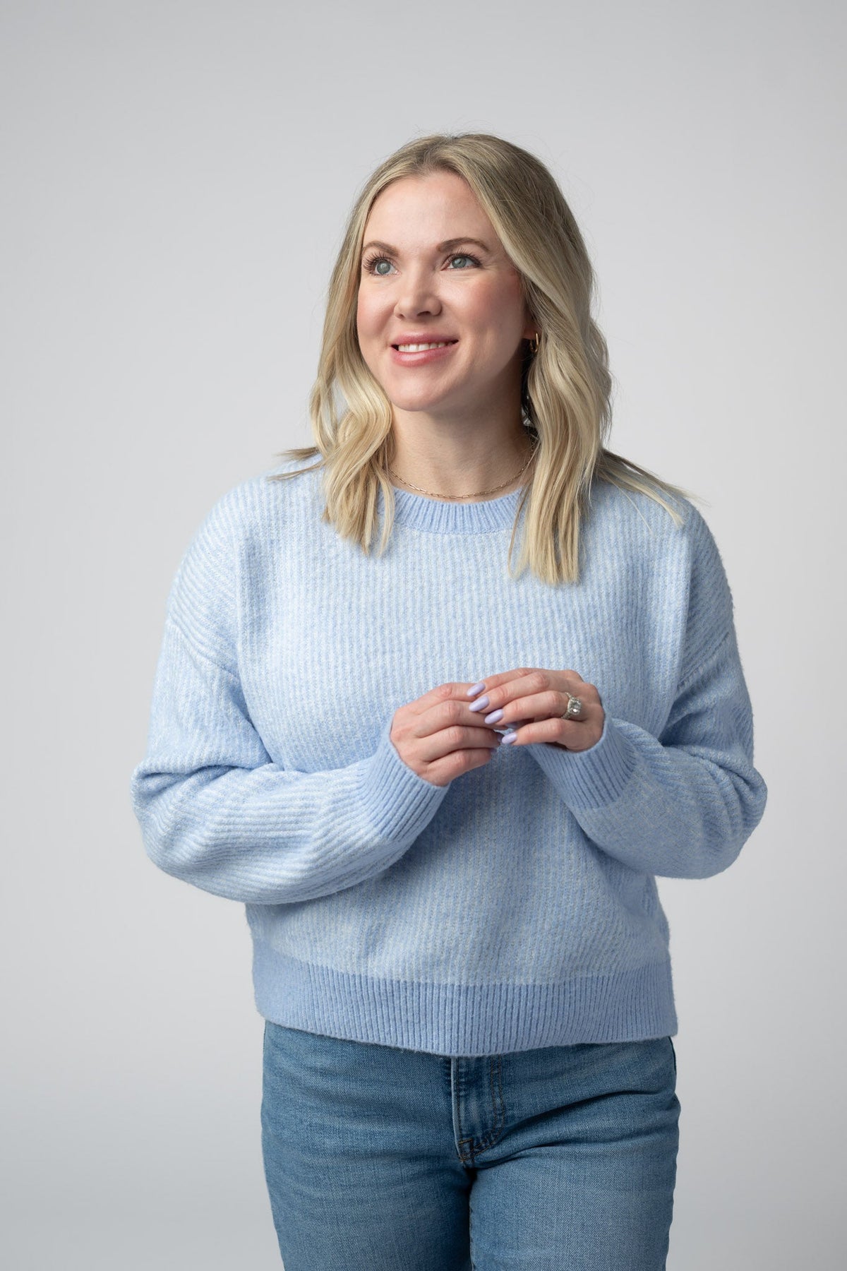 Josie Cozy Crew Sweater in Sky Blue