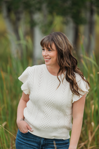 Felicity Flutter Sweater Top in Ivory