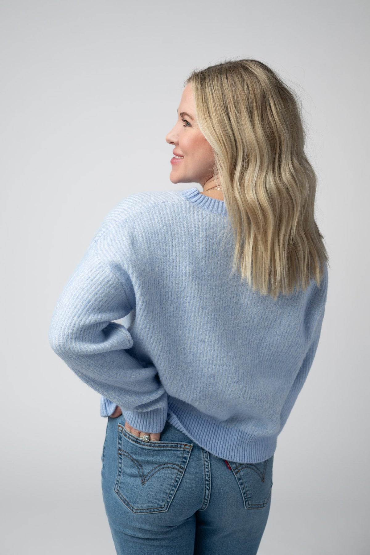 Josie Cozy Crew Sweater in Sky Blue