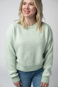 Josie Cozy Crew Sweater in Light Green