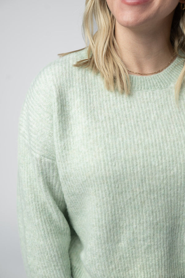 Josie Cozy Crew Sweater in Light Green