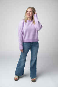 Josie Cozy Crew Sweater in Lavender