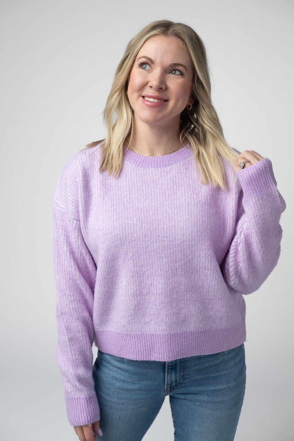 Josie Cozy Crew Sweater in Lavender