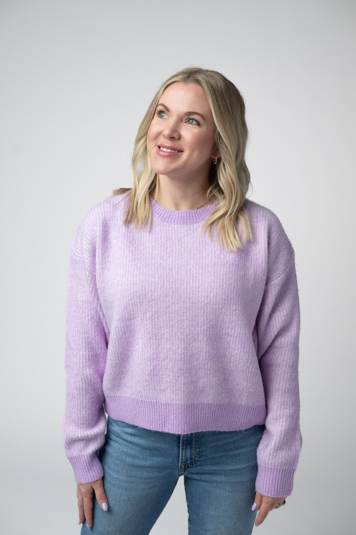 Josie Cozy Crew Sweater in Lavender