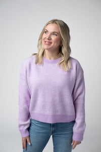Josie Cozy Crew Sweater in Lavender