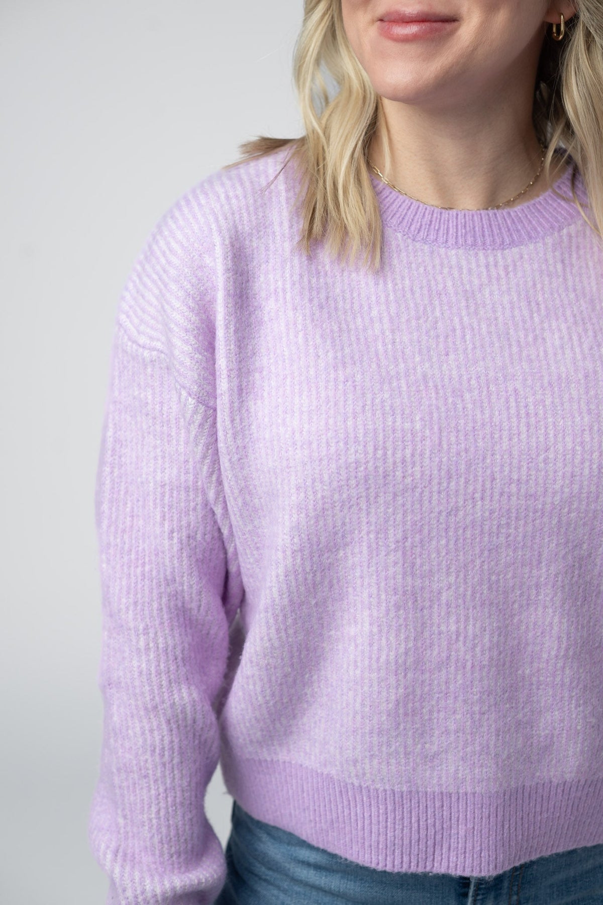 Josie Cozy Crew Sweater in Lavender