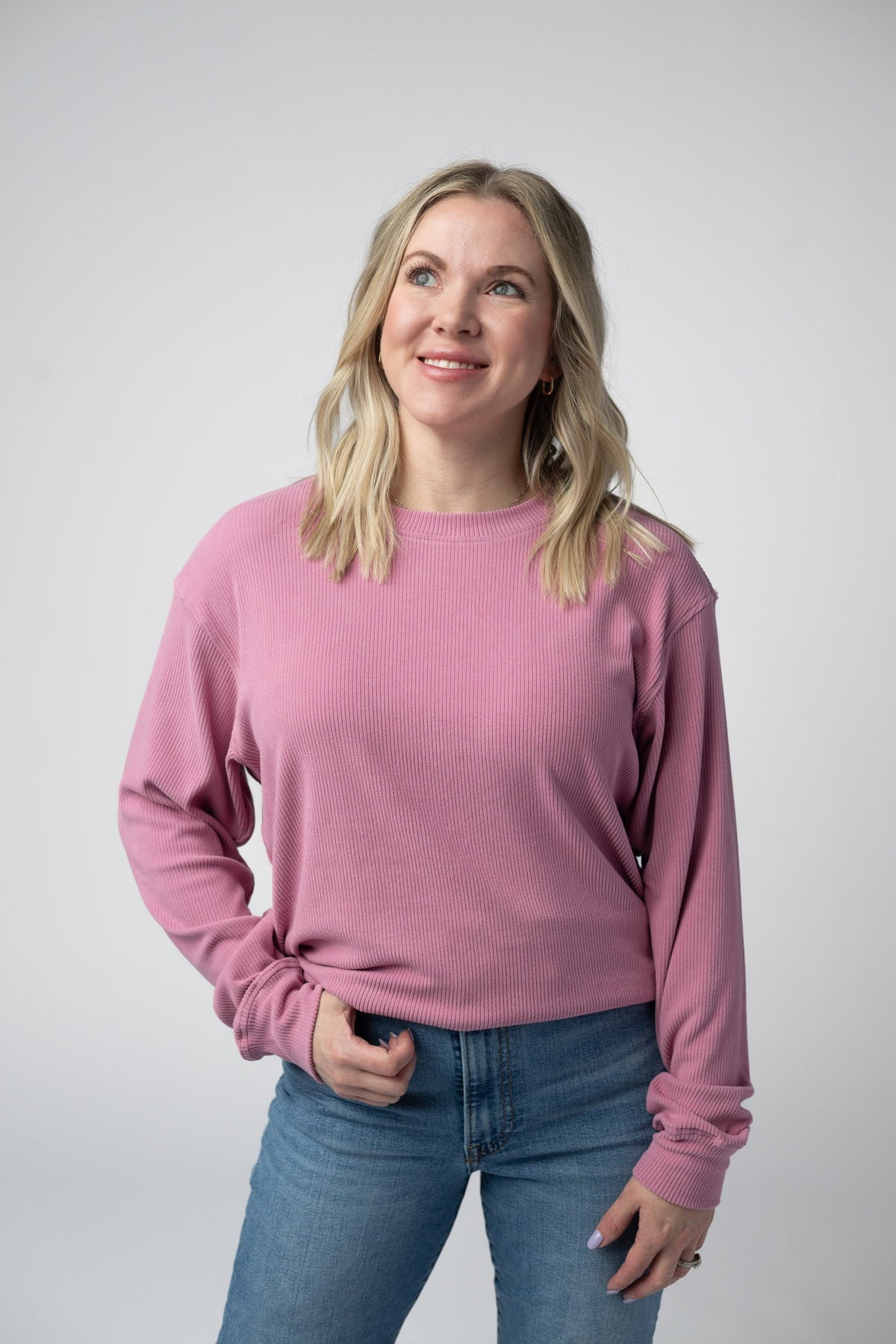 Corrine Ribbed Pullover Top in Rose