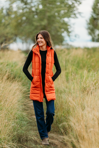 Harlow Long Vest in Pumpkin