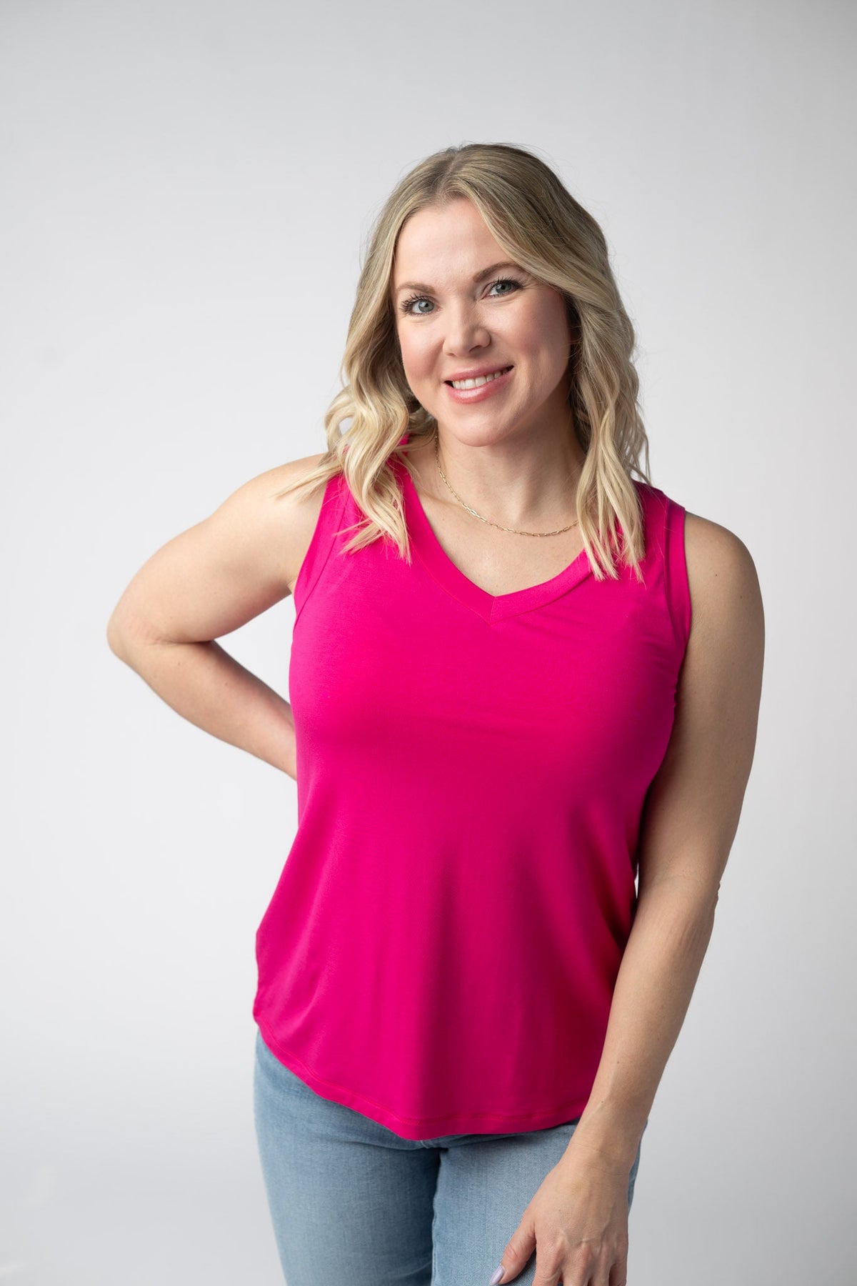Noelle Tank in Hot Pink