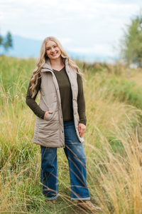 Harlow Long Vest in Latte