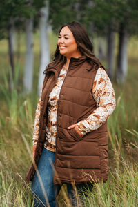 Harlow Long Vest in Brown