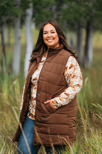 Harlow Long Vest in Brown