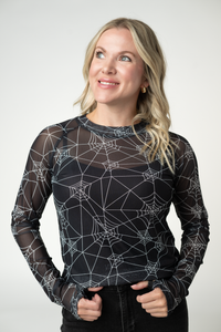 Blair Mesh Long Sleeve Top in Webs