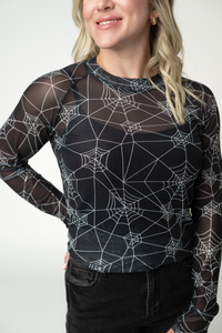 Blair Mesh Long Sleeve Top in Webs