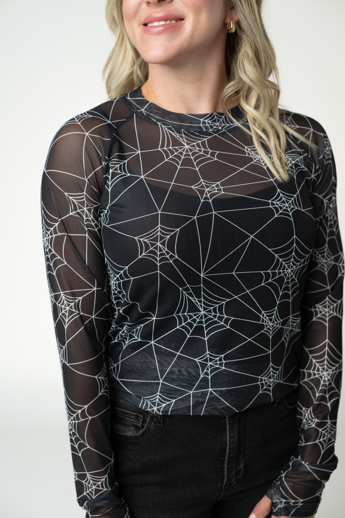 Blair Mesh Long Sleeve Top in Webs
